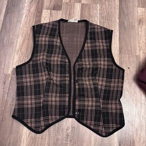 Vintage Paris Star 70s plaid knit coat vest
